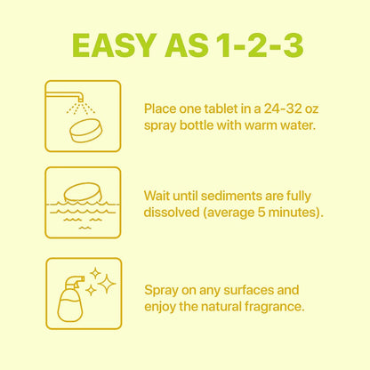 Nune Multi-Purpose Cleaner Refills - All Purpose Cleaning Tablets 6 Pack - 144 fl oz total (24 fl oz each) - Shower, Counter, Floor, Furniture, Bathroom - Non-Toxic and Effective - Lemon Fragrance