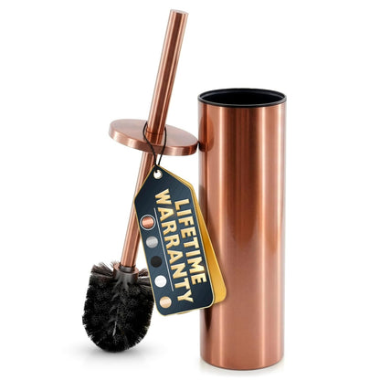 Stylish Stainless Steel Toilet Brush and Holder Set - Silver Toilet Bowl Brush and Holder with Splash Cover, Sturdy Bristles, Corrosion & Scratch Resistant - Elegant Design, Effective Deep Cleaning