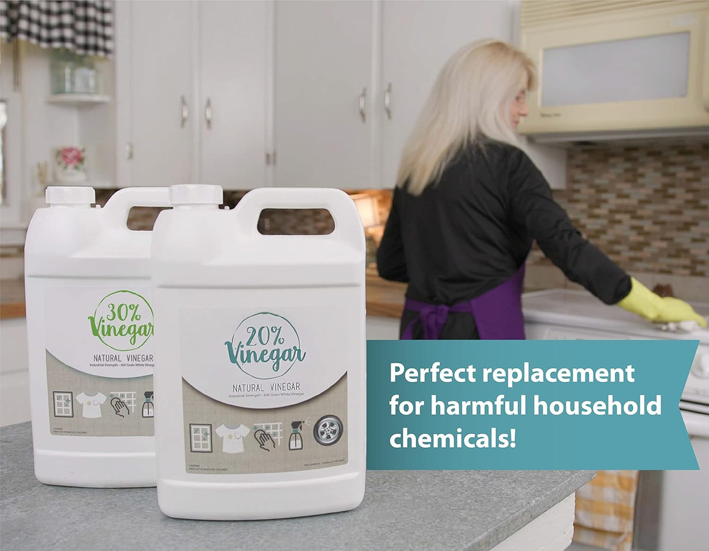 20% Professional Grade Concentrated Vinegar | Dilutes to 4 Gallons of Multipurpose Cleaning Vinegar | 4x Power Vinegar | Hundred's of Industrial & Home Uses