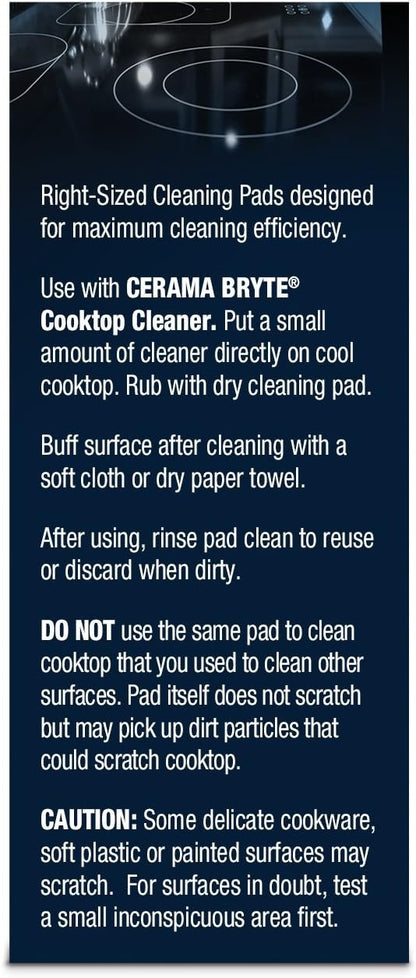 Cerama Bryte 10 Pack Cleaning Pads Cooktop, Stove Top Cleaner and Glass includes 1 Pow-R Grip Tool for easy cleaning