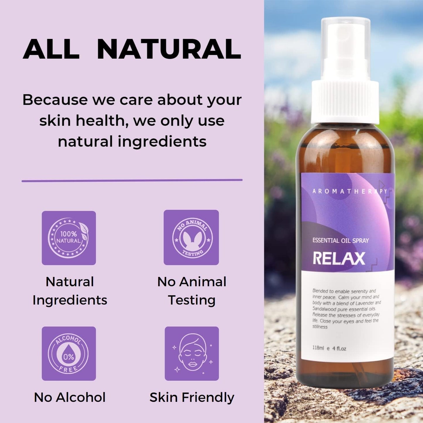 Benatu Citrus Vanilla Essential Oil Blend Spray for Body and Hair, Multi-Use Natural Uplift Scent Aromatherapy Room Linen Mist for Bedding, Pillow, Fabric, Car 4 fl oz