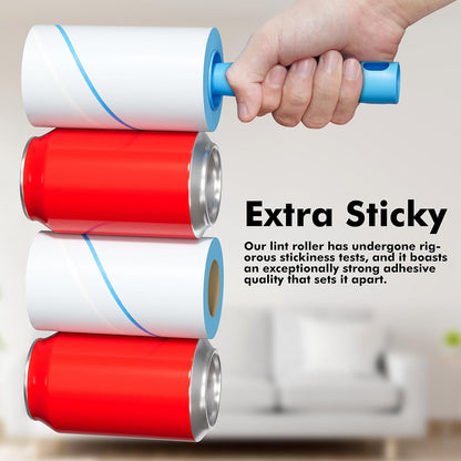 Large Lint Rollers for Carpet, 9.45'' Sticky Rollers for Floor with 360 Sheets, Extendable Long Handle Sticky Mop for Cleaning Couch, Curtains, Cars, Clothing, and Pet Hair
