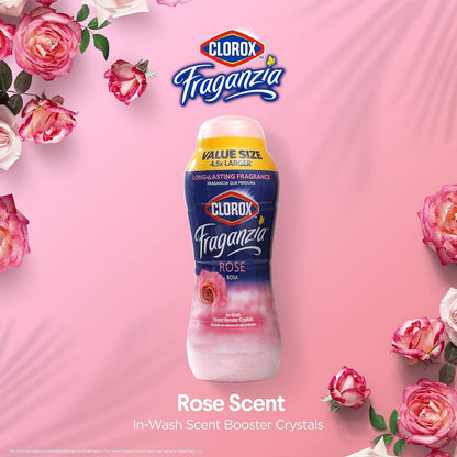 Clorox Fraganzia Laundry Scent Booster Crystals, In-Wash Fragrance Beads for Fresh-Smelling Clothes & Linens, Safe for All Fabrics & Colors, Easy-Pour Bottle, Vanilla Scent, 18 Oz, 2 Pack