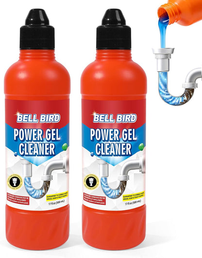 Bell Bird Drain Clog Remover & Pipe Cleaner - Thick Power Gel Dissolves Hair, Grease, and Soap Scum - Septic Safe Odor Eliminator for Kitchen Sinks, Tubs, Showers & Toilets (Pack of 1)