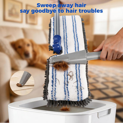 Mops for Floor Cleaning, Masthome Flat Dust Mop with 4 Reusable Pads, 2-Sided Microfiber Dust Mop for Wet & Dry Use, Flat Flip Mops for Hardwood, Laminate, Vinyl,Kitchen, Tile -1 Scraper