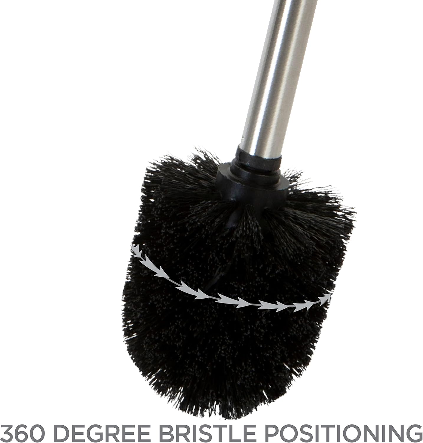 Bath Bliss Toilet Brush and Holder | Self Closing Lid | 360 Degree Brush Head | Bathroom Cleaning | Compact Size | Storage and Organization | Stainless Steel