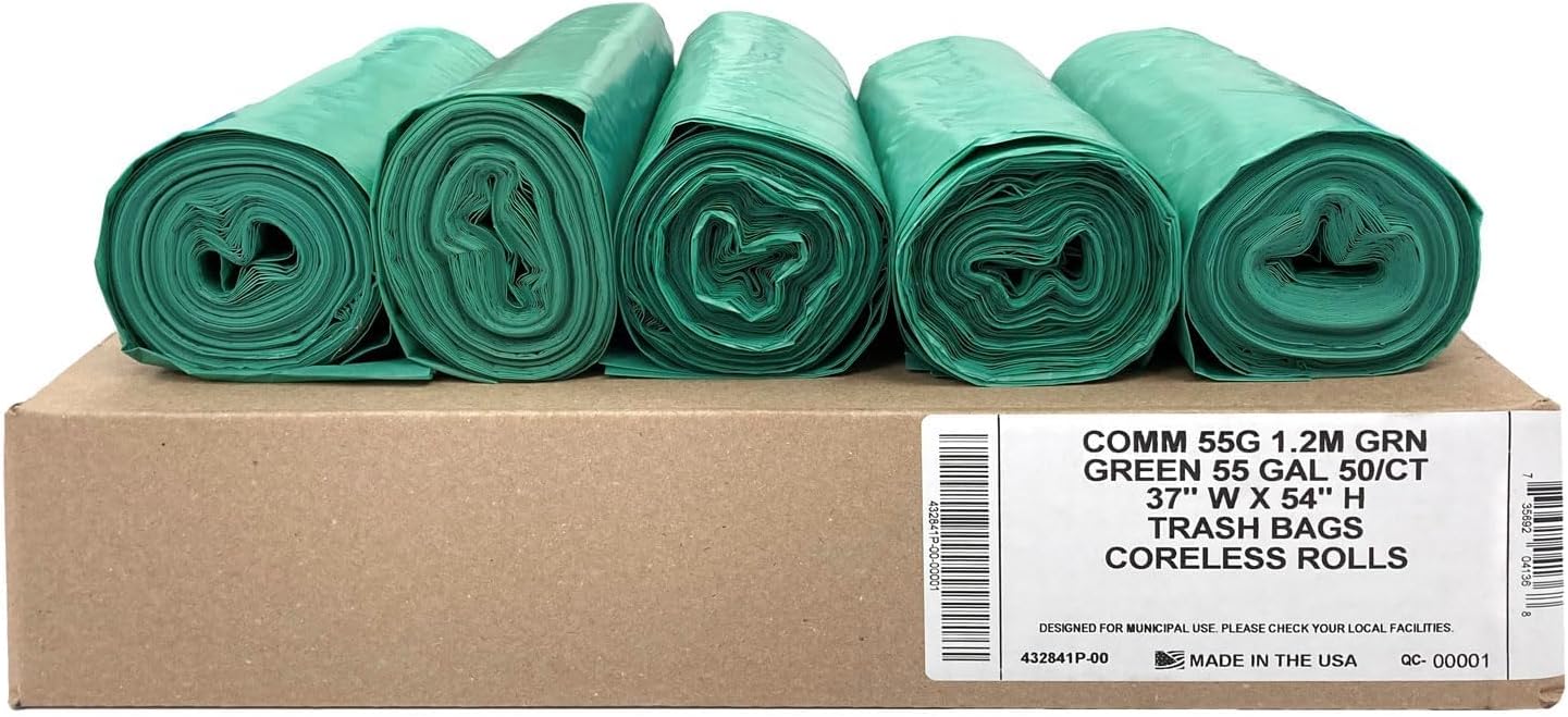 Ultrasac Heavy Duty 55 Gallon Clear Trash Bags - (Value 50 Pack) - 1.2 MIL equivalent Industrial Strength Plastic 37" x 54" for 50-55 Gal Cans -Fits Toter, Rubbermaid Brute, Carlislie Bronco etc.