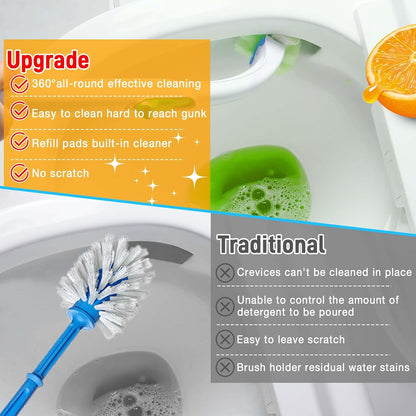 Toilet Cleaner Refill Pads Ocean Scent Enhanced Odor Control 48 Count Toilet Scrubber Refill Clean Stains Disposable Toilet Brush Refill for Toilet and Bathroom