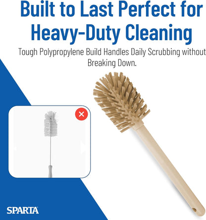 SPARTA Large Water Bottle Brush Ideal for Wide-Mouth Jars, Bottles and Tumblers, Dishwashing Tool with Handle for Home and Commercial Kitchens, Plastic, 12 Inches, White