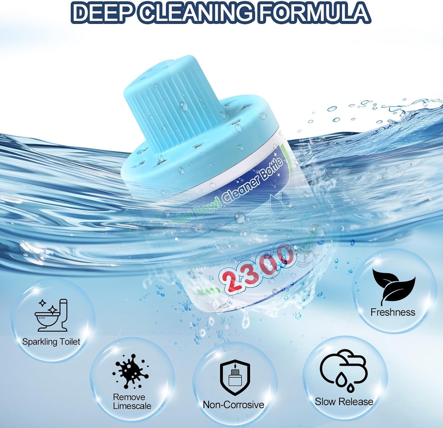 Msvvko Toilet Bowl Cleaners, Blue Cleaner Tablets in Bottle, Deodorizes, Freshens Odors, Drops Into Toilet Tank, Long Lasting Slow Release, Septic tank safety - 3 packs