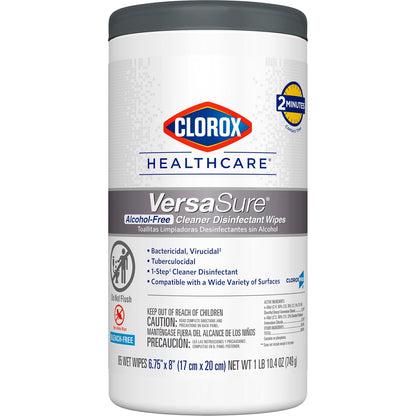 Clorox Healthcare VersaSure Cleaner Disinfectant Wipes, 6.75" x 8", 85 Count Canister (Package May Vary)