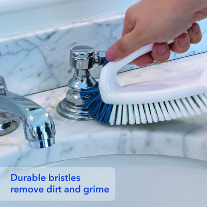 Unger Sink and Dish Scrub Brush, Kitchen Washing Scrubber for Hard-to-Reach Corners, Small Cleaning Supplies, Non-Scratch Bristles, Glassware, Pots, Pans, Tumblers, Drains, and Disposals