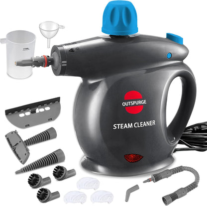 Handheld Steam Cleaner, Pressurized Multi-Surface Steam Shot with 13 Accessories, Safety Lock, Steamer for Cleaning Floor, Upholstery, Grout, Windows, Couch and Car (Yellow)