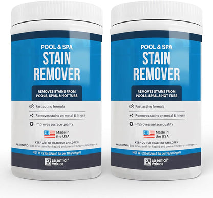 Essential Values Swimming Pool & Spa Stain Remover (2 LBS) - Compatible with Vinyl Liners, Fiberglass & Metals - Effective Formula Removes Rust & Tough Stains
