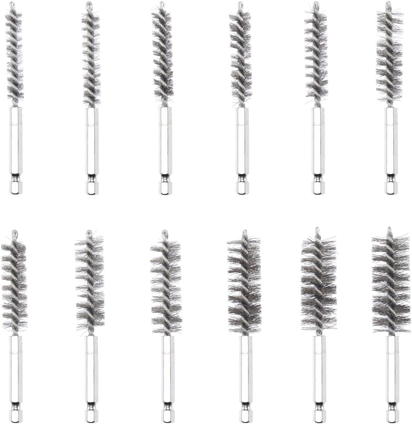 NEIKO 00325A Wire Brush Drill Attachments with 1/4-Inch Hex Shank, SAE and MM Brushes Assortment, Mountable on Power Drill or Die Grinder, 38-Piece Set