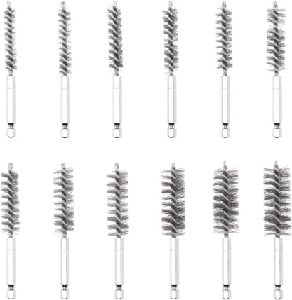 NEIKO 00325A Wire Brush Drill Attachments with 1/4-Inch Hex Shank, SAE and MM Brushes Assortment, Mountable on Power Drill or Die Grinder, 38-Piece Set