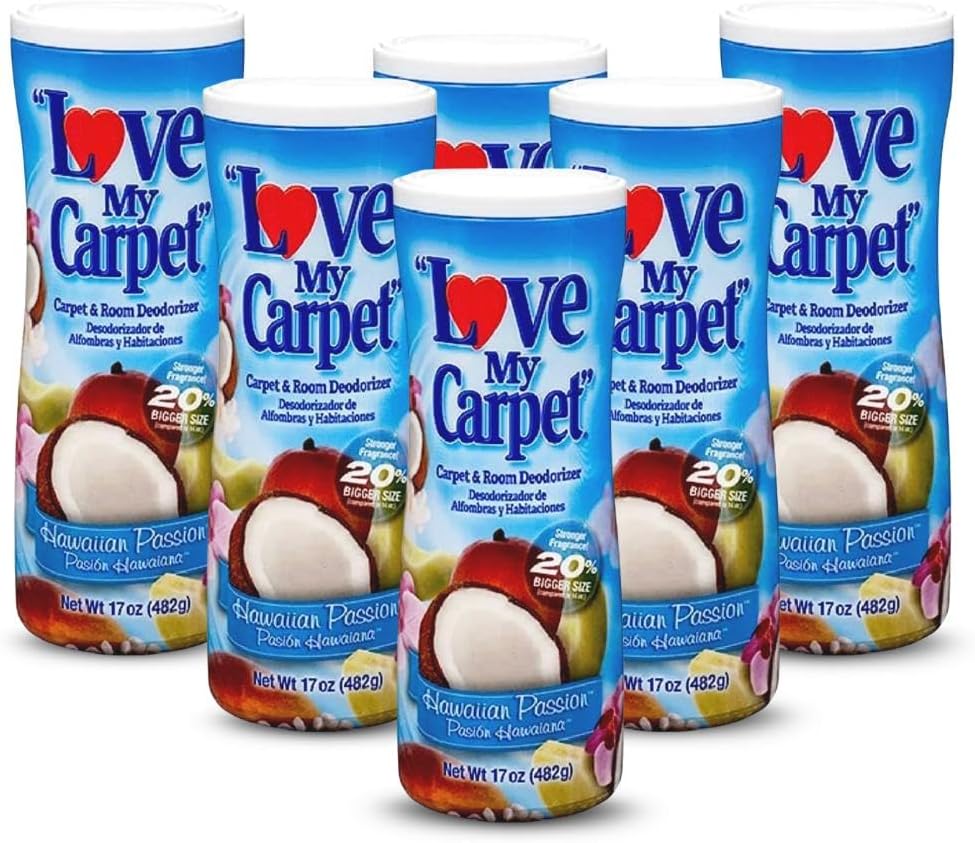 6 Love My Carpet | Carpet Deodorizer & Freshener Powder | 17 oz Pet Odor Eliminator for Strong Odor & Pet Urine | FRESH LINEN | Safe for Homes with Pets