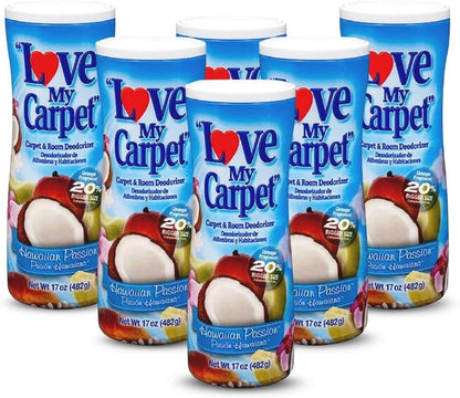 6 Love My Carpet | Carpet Deodorizer & Freshener Powder | 17 oz Pet Odor Eliminator for Strong Odor & Pet Urine | FRESH LINEN | Safe for Homes with Pets