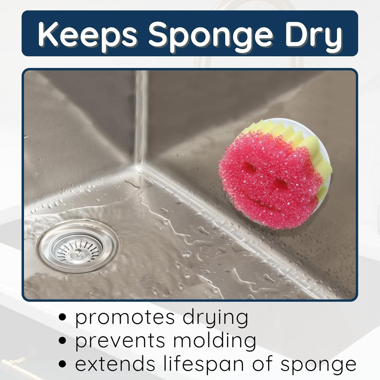 BeraTek Scrub Daddy Holder - Suction Cup Kitchen Sink Caddy - Keep Sponges Clean & Dry - Compatible with Sponge Daddy & Scrub Mommy - Mothers Day Gift for Mom - White, 1-Pack