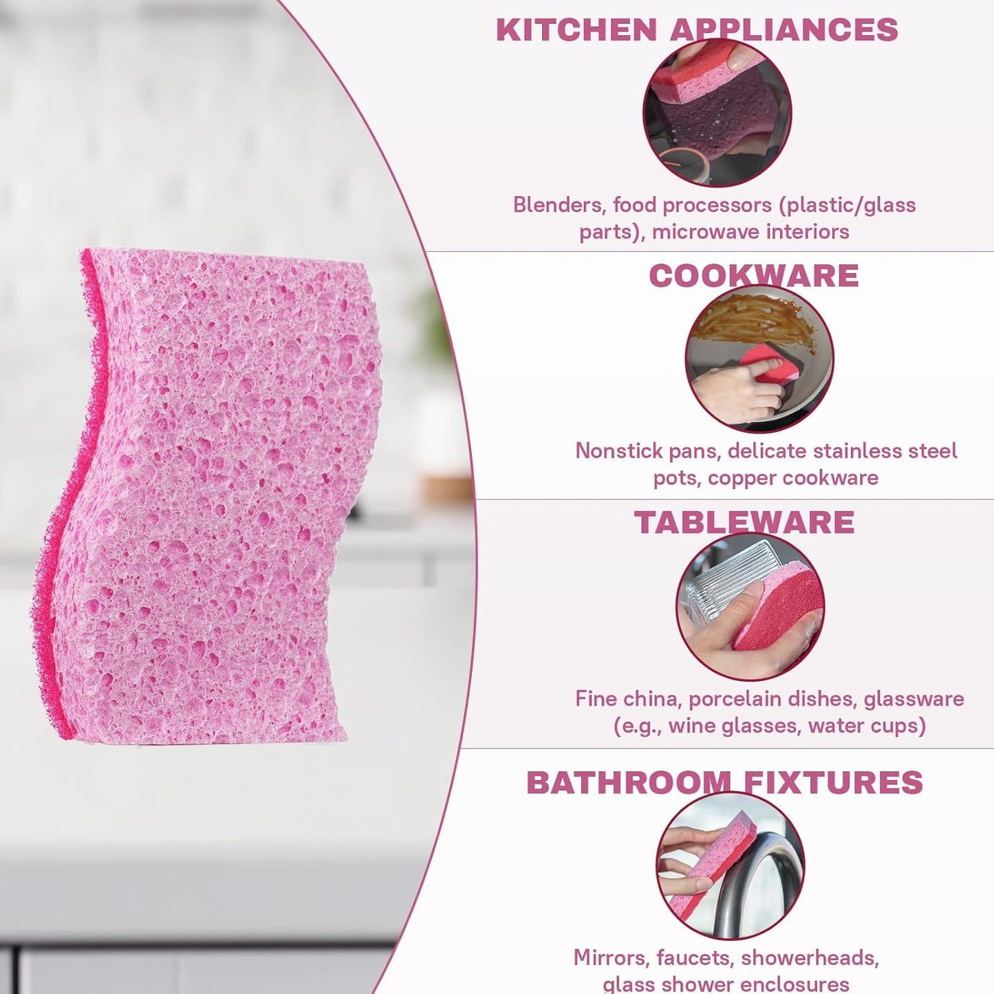 9 Pack Zero Scratch Scrub Sponges, Non-Scratch Dish Scrubbers for Nonstick Pans, Multi-Surface Safe Cleaning Sponges for Kitchen & Bathroom