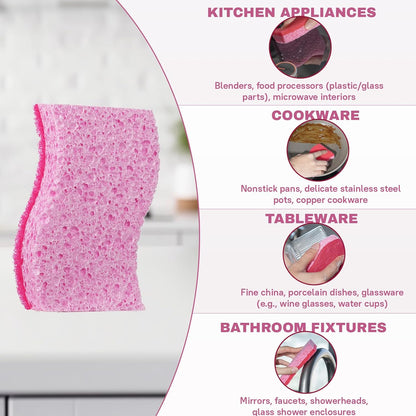 9 Pack Zero Scratch Scrub Sponges, Non-Scratch Dish Scrubbers for Nonstick Pans, Multi-Surface Safe Cleaning Sponges for Kitchen & Bathroom