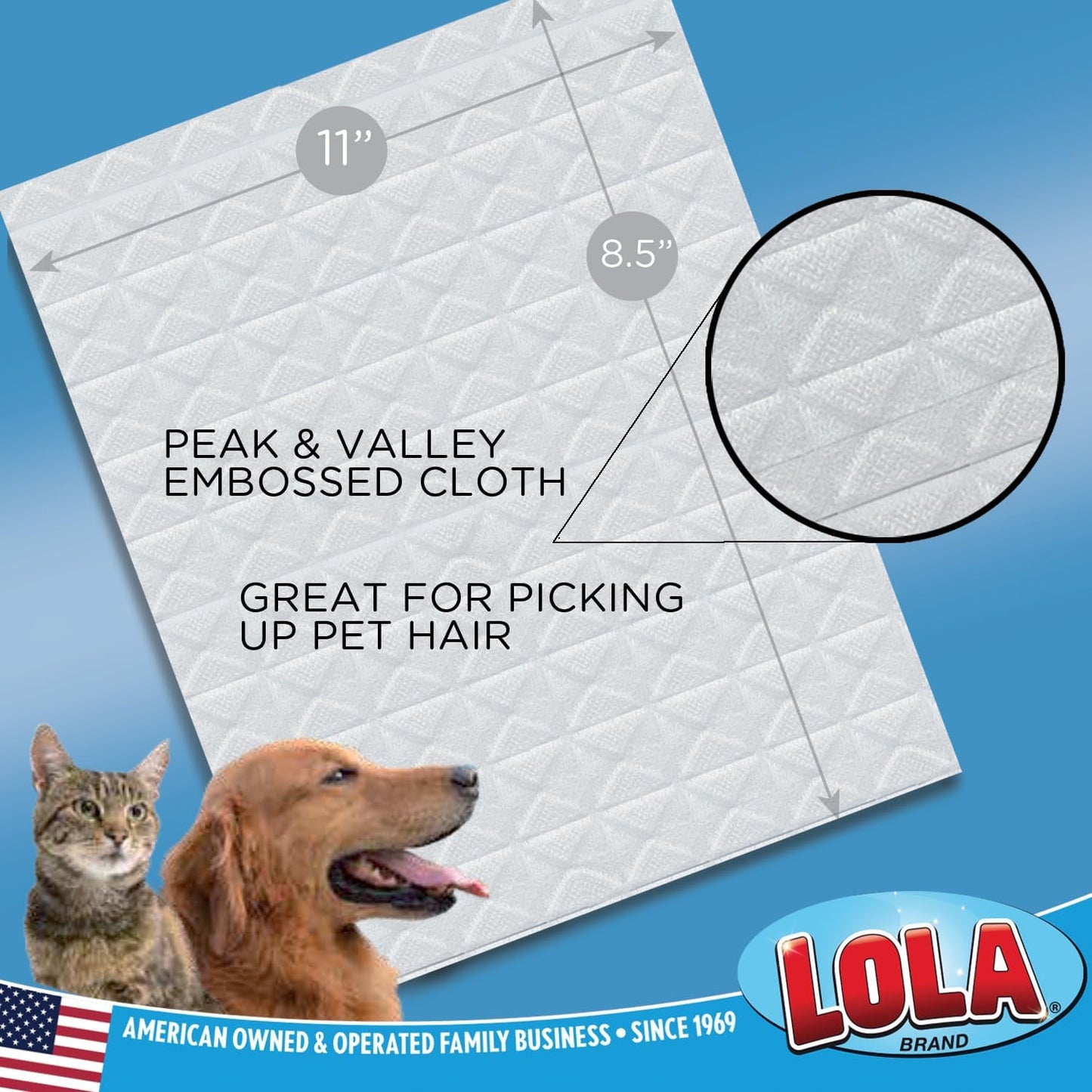 LOLA Dry Sweeping Cloth Refill Pads, 32 Pack, Unscented, Compatible with Swiffer Floor Mop, Comparable to Swiffer Refills, 11" x 8.13"