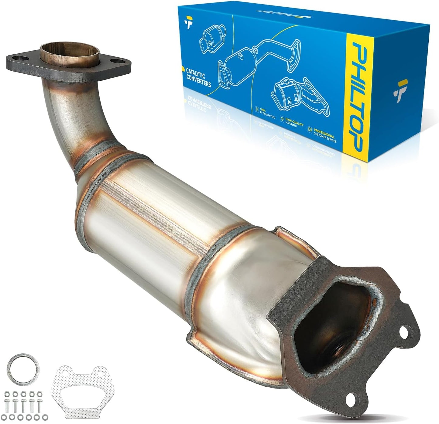 PHILTOP Left and Right Catalytic Converter Replacement For 2005-2010 300 2.7/3.5L V6 RWD, 2006-2010 Charger 2.7/3.5L V6 RWD, 2005-2008 Magnum 2.7/3.5L V6 RWD Replace 55434, 55433 (EPA Compliant) - Colors A