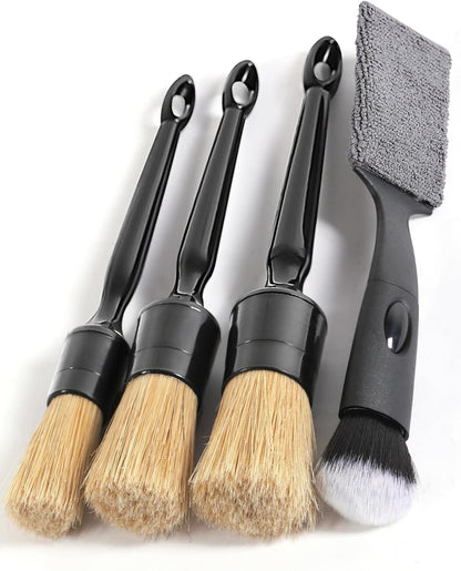 AntBooBoo 3 Pack Ultra-Soft Detailing Brush Set, Comfortable Grip and Scratch-Free Cleaning for Exterior, Interior Panels, Emblems, Badges, Gauge Cluster, Infotainment Screen