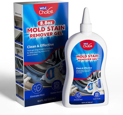 W&E Choice Stain Remover Gel Cleaner for Shower, Bathroom Tile Grout and Caulk - Heavy Duty Cleaner for Front Load Washing Machine Rubber Seal - No Scrubbing Gel Formula, 8.8 Fl Oz