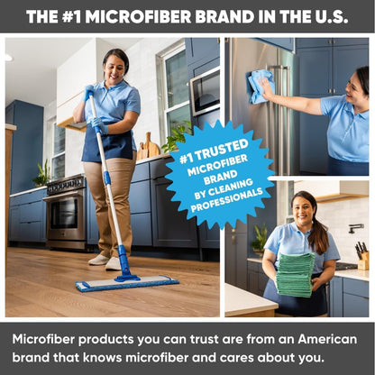18” Pro Microfiber Hardwood Floor Mop - Cleans Floor in Seconds | Dust & Wet Mopping | Hardwood, Tile, Laminate & Vinyl with 3 Washable Pads, No Buckets Needed with Deluxe Household Mop