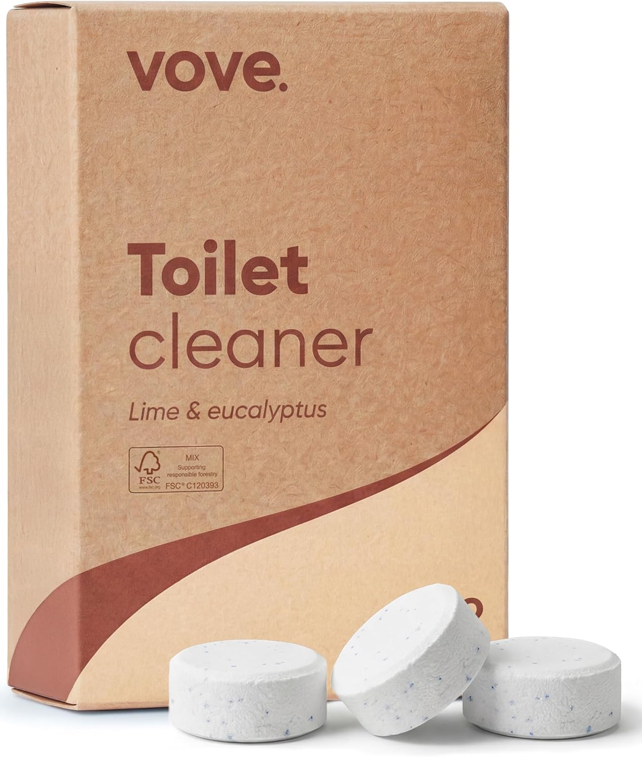Vove Probiotic Toilet Bowl Cleaner Tablets Starter Set with Tin, 12 Count - Lime Eucalyptus, Citric Acid + Oxygen Bleach, Removes Hard Water & Limescale, Plant-Based, Septic Safe, Plastic-Free