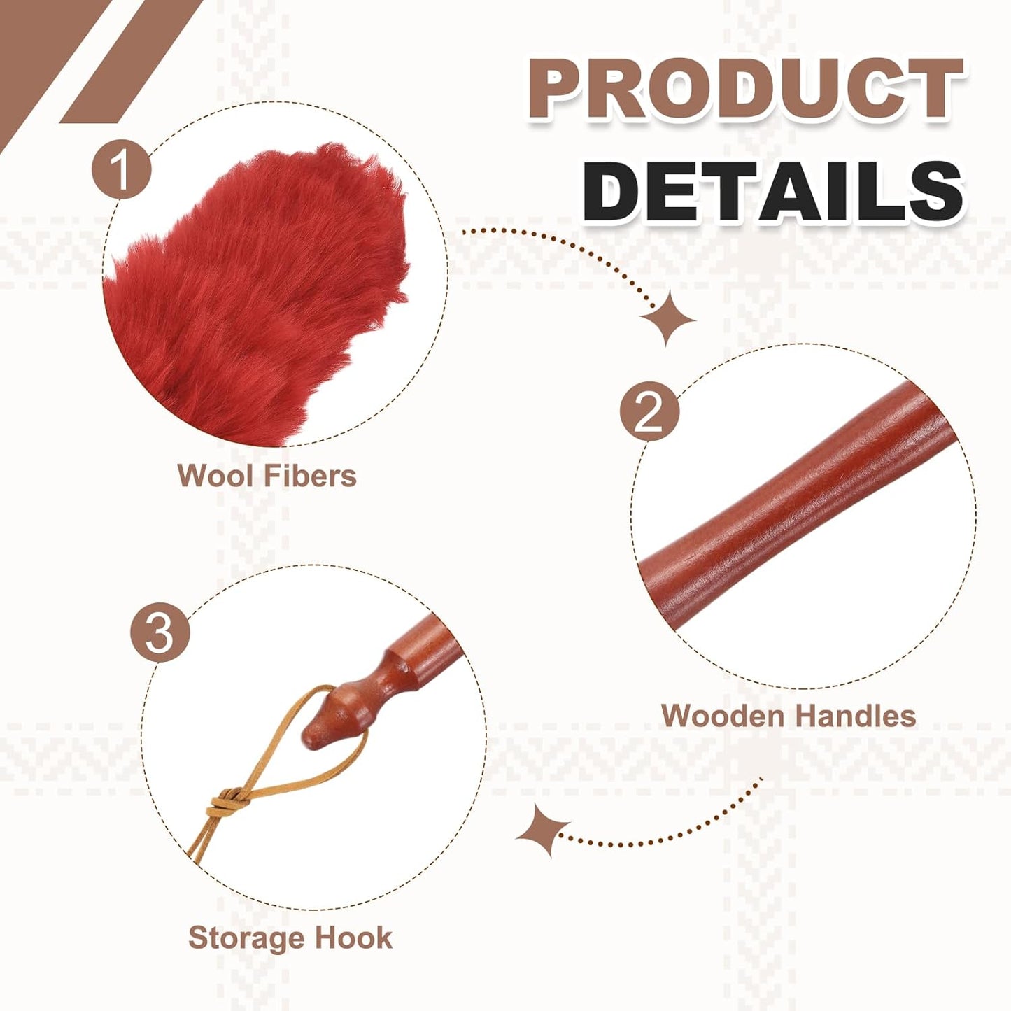 uxcell Wool Duster, 14.2" Natural Feather Cleaner Household Cleaning Duster with Solid Wooden Handle for Cleaning Fans Window Blinds Shelves Furniture, Pink