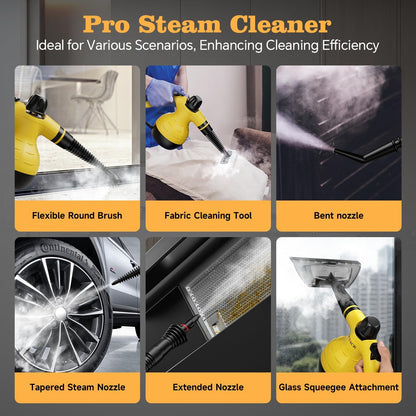TICYACK Handheld Steam Cleaner, Steam Cleaner with 16 PCS Accessory & Safety Lock, 500ML Capacity, Multi-Surface Deep Cleaning for Home, Car, Bathroom, Grout, Floor, Window (White)