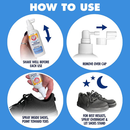Arm & Hammer Shoe Refresher Spray, Odor Eliminator for Sneakers, 24 Odor & Wetness Control, Aerosol-Free Shoe Deodorizer Spray, Ocean Blast Scent, 3.4 oz
