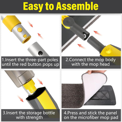 Mops for Floor Cleaning Wet Spray Mop with 14 oz Refillable Bottle and 2 Washable Microfiber Pads Home or Commercial Use Dry Wet Flat Mop for Hardwood Laminate Wood Ceramic
