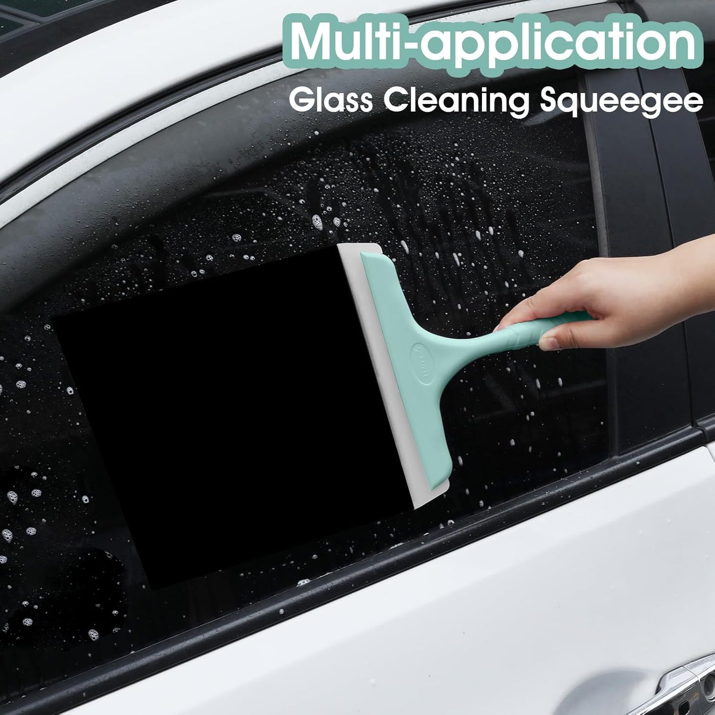 Shower Squeegee for Glass Doors, Bathroom Squeegee for Shower, Mini Window Squeegee, Home Bathroom Silicone Cleaner Tool, Suitable for Bathroom, Kitchen, Tile, Mirror, Car Glass, 8in Rose Pink