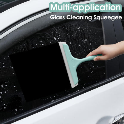Shower Squeegee for Glass Doors, Bathroom Squeegee for Shower, Mini Window Squeegee, Home Bathroom Silicone Cleaner Tool, Suitable for Bathroom, Kitchen, Tile, Mirror, Car Glass, 8in Rose Pink
