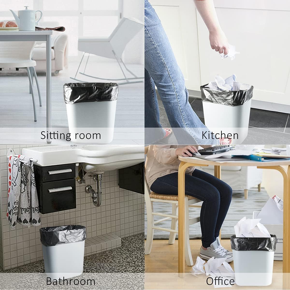Teivio Small Trash Bags 4 Gallon 120 Counts Garbage Bags, Bathroom Trash Can Bin Liners, Small Plastic Bags for home office kitchen, fit 12-15 Liter, 3,3.5,4.5 Gal, Clear