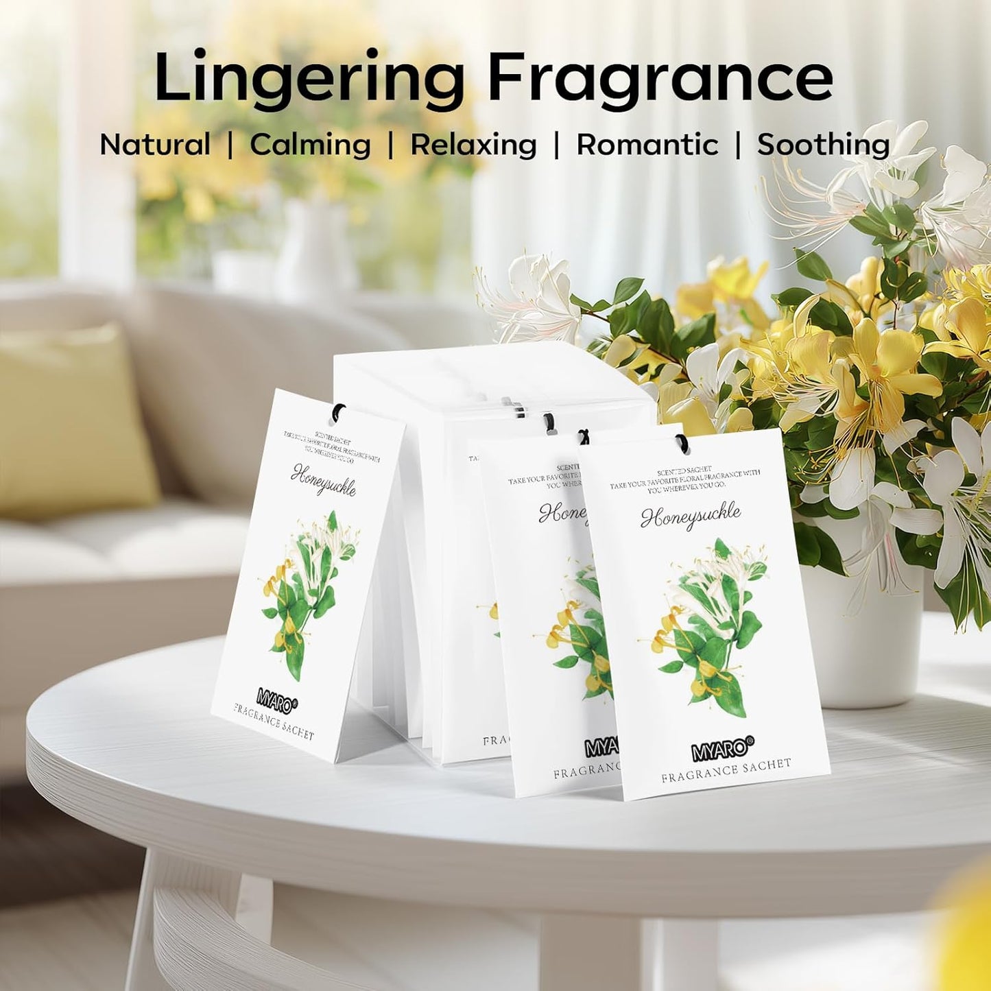 MYARO 12 Pack Fresh Linen Scented Sachets for Drawer, Closet & Car Air Freshener Bags | Odor Eliminator & Fabric Refresher | Crisp, Clean Home Fragrance Gift Set