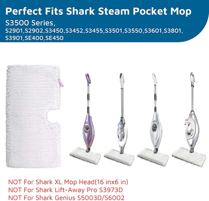 F Flammi 8-Pack Replacement Pads Compatible with Shark Steam Pocket Mop S3501 S3601 S3901 S3550 S3801 SE450, Double-Sided Microfiber Refills for Hardwood Tile Floor, Professional Scrubbing Strips