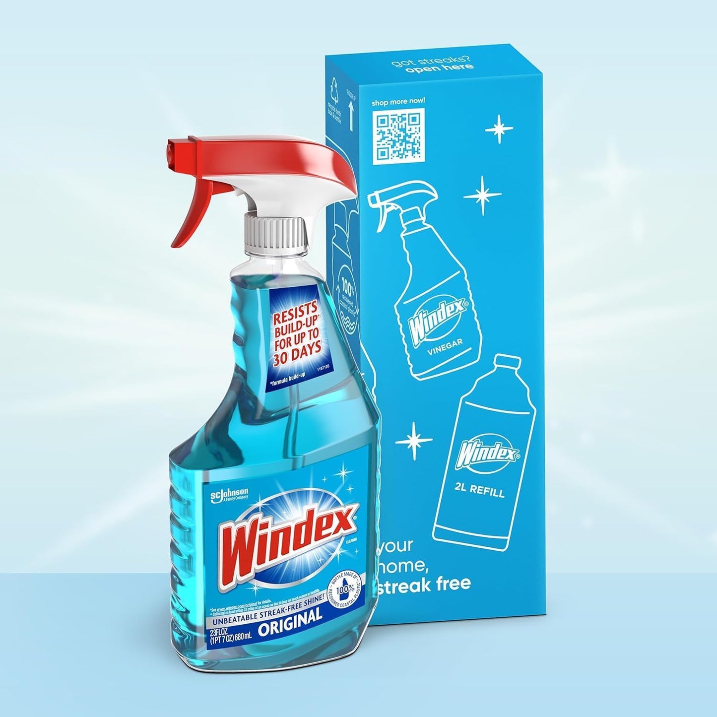 Windex Glass and Window Cleaner, Glass Routine Cleaning Bundle, Includes Original Blue 23oz Trigger Spray Bottle + 19oz Fast Shine Foam