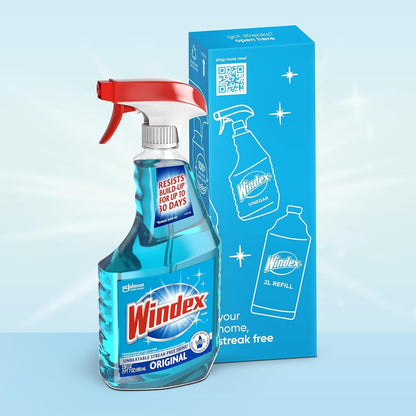 Windex Glass and Window Cleaner, Glass Routine Cleaning Bundle, Includes Original Blue 23oz Trigger Spray Bottle + 19oz Fast Shine Foam