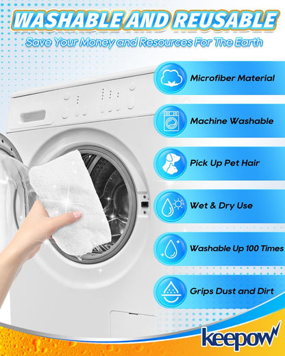 KEEPOW 6PCS Extra Large Microfiber Cleaning Cloth, 30"x20" Washable Reusable Floor Cloth for Squeegee Mop House Floor Kitchen Car Window Highly Absorbent, Lint and Streak Free (Green & Blue & Grey)