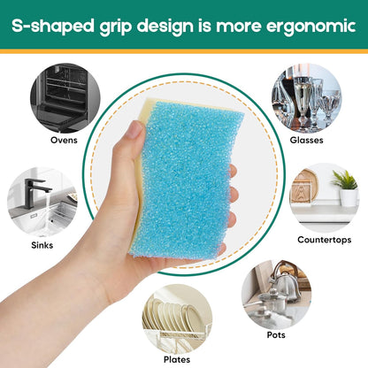 LAUNDRYLUX Scrub Sponge, Dual-Sided Temperature-Responsive Scrubber - Non-Scratch - Multipurpose Dish Sponges for Kitchens, Bathrooms, and Outdoor Use - 3 Pack