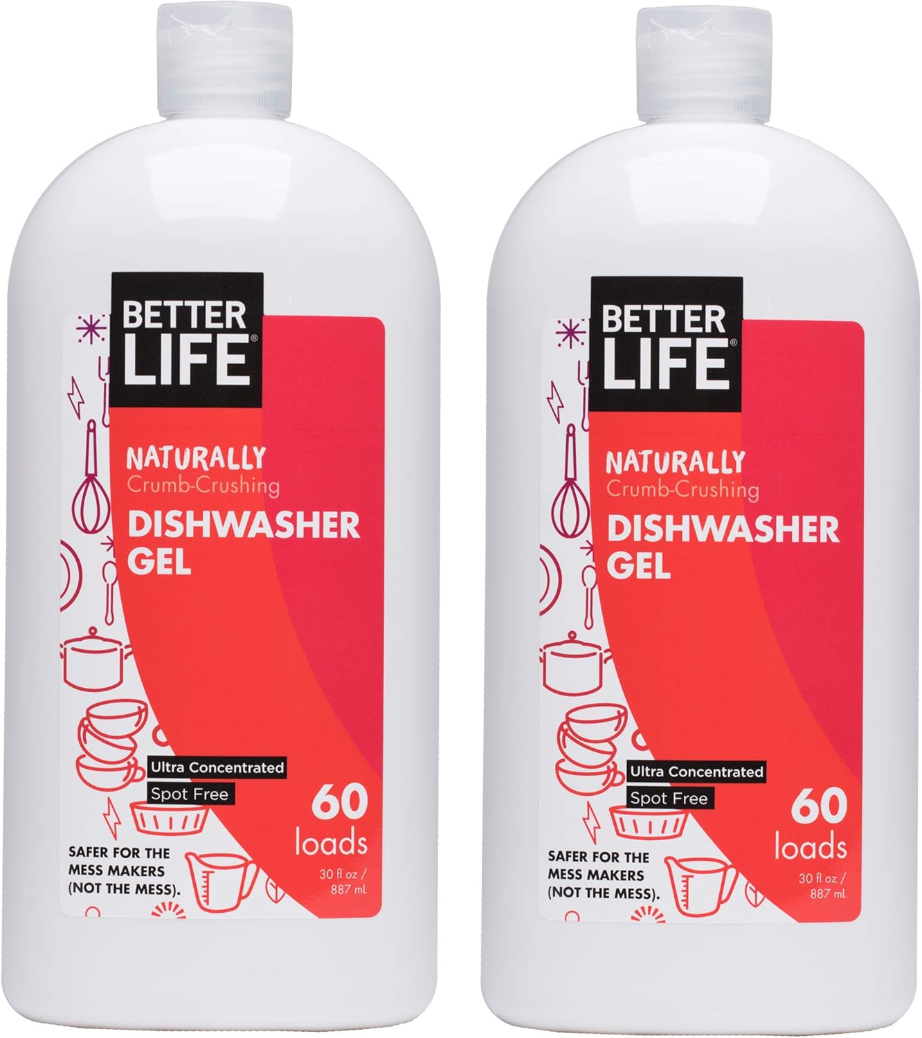 Better Life Dishwasher Detergent Gel - Automatic Dishwasher Cleaner - Concentrated Liquid Gel Dish Detergent Soap - 30oz (Pack of 2) Unscented