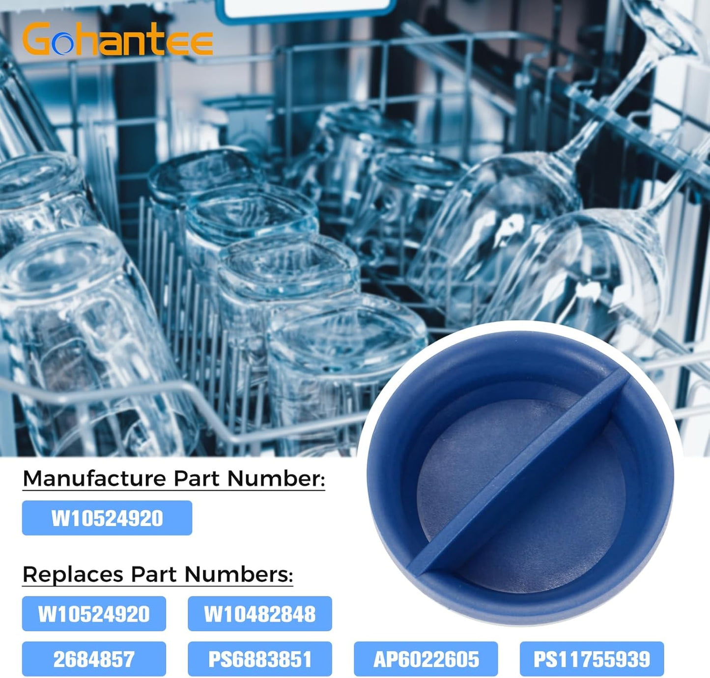 W10524920 Dishwasher Rinse Aid Cap Fit for Whirlpool Dishwashers & KitchenAid Replace Part# WPW10524920 WPW10304408