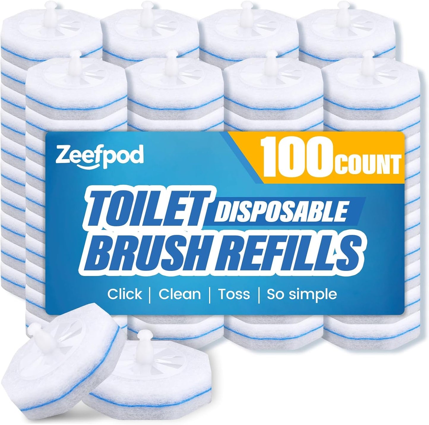 Toilet Cleaner Refill Pads, Disposable Toilet Bowl Cleaner Refill for Toilet Cleaner Wand, Single-Use Hygienic Scrubber Heads, 20 Count