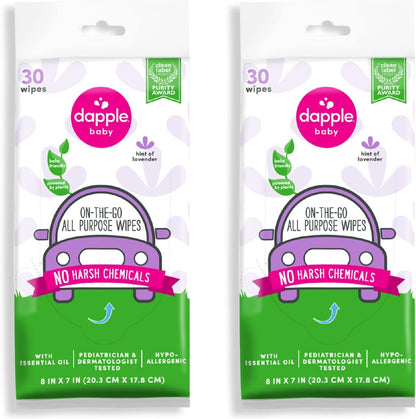 Dapple Baby All Purpose Cleaning Spray and All Purpose Wipes - (2 Pack) 16.9 fl oz Bottle - 30 Cleaning Wipes Total - Fragrance-Free, Hypoallergenic & Plant-Powered - Baby Essentials