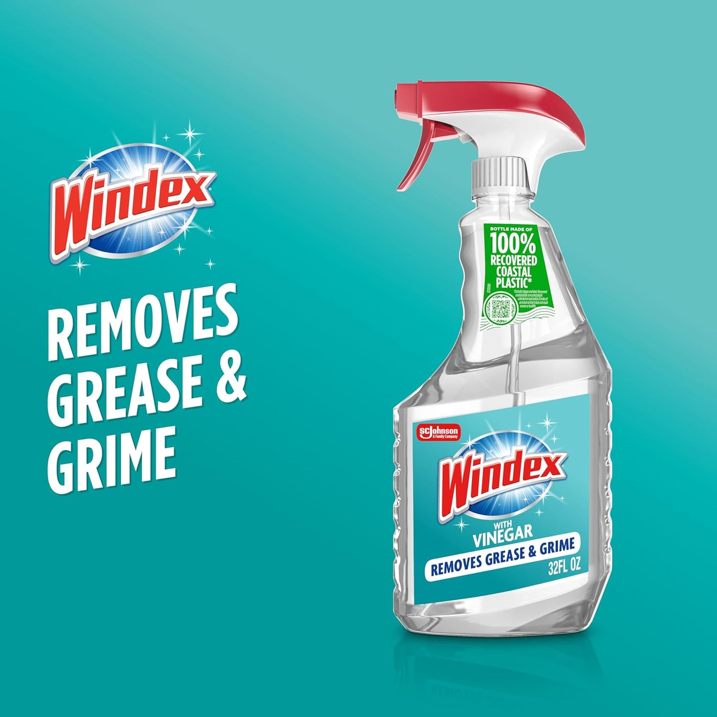 Windex Vinegar Glass and Surface Cleaner Spray Bottle, Packaging Designed to Prevent Leakage and Breaking, Surface Cleaning Spray, 23 Fl Oz