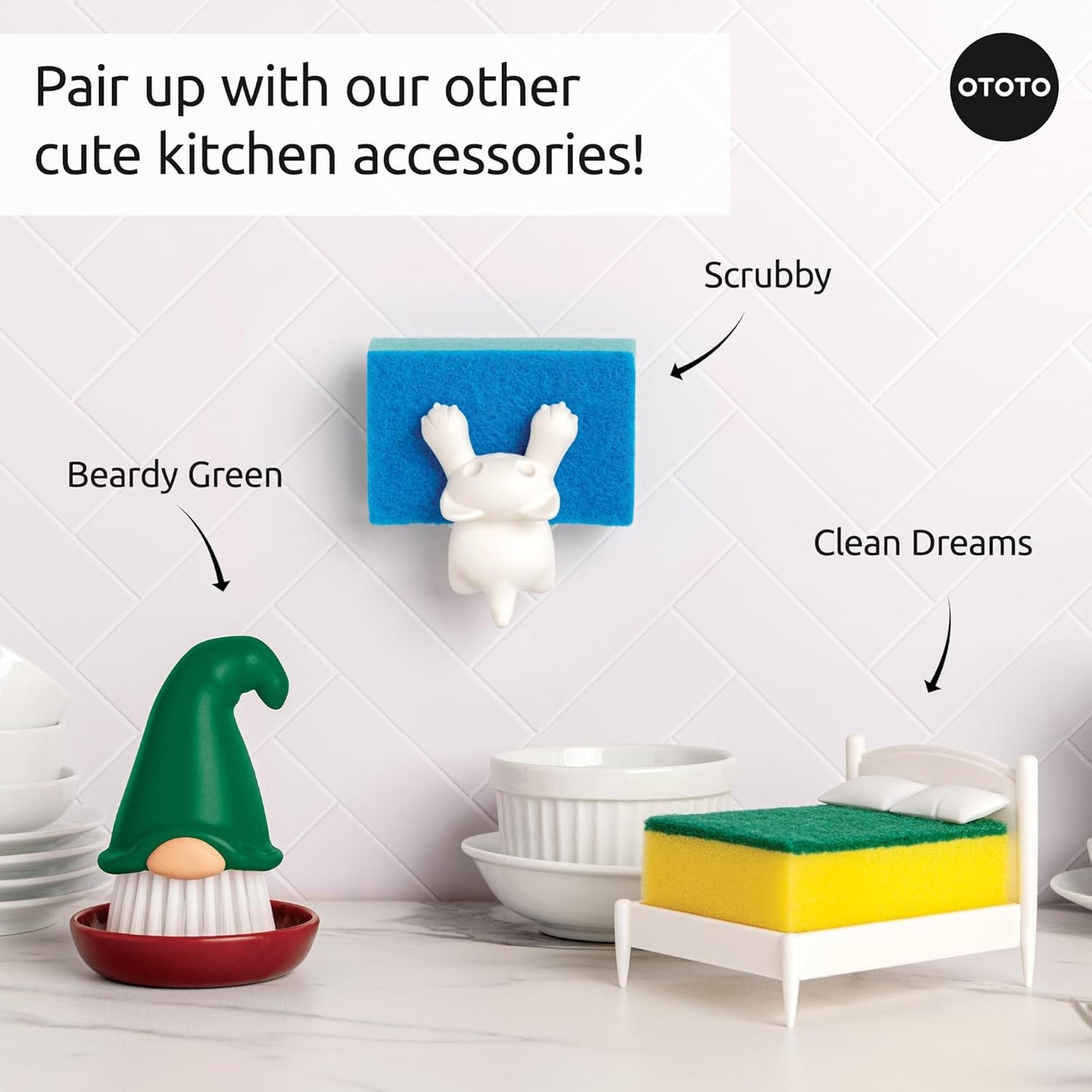 New! Beardy Gnome Dish Brush by Ototo - Dish Scrub Brush, Gnomes, Quirky Gifts, Dish Brush, Cute Kitchen Accessories, Funny Kitchen Gadgets, Vegetable Brush, Cute and Useful Gifts for Women